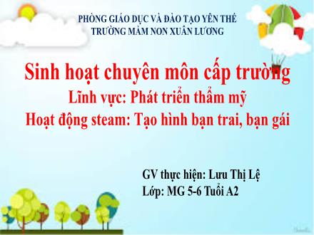 Bài giảng Mầm non Lớp Lá - Đề tài: Tạo hình bạn trai, bạn gái - Lưu Thị Lệ
