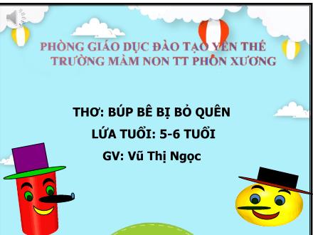 Bài giảng Mầm non Lớp Lá - Đề tài: Thơ Búp bê bị bỏ quên - Vũ Thị Ngọc