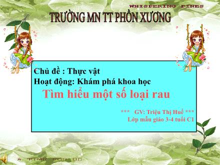 Bài giảng Mầm non Lớp Mầm - Chủ đề: Thực vật - Đề tài: Tìm hiểu một số loại rau - Triệu Thị Huế
