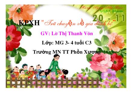 Bài giảng Mầm non Lớp Mầm - Đề tài: Trò chuyện về gia đình bé - Lê Thị Thanh Vân