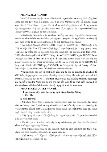 Biện pháp giúp trẻ làm quen với tiếng dân tộc Nùng lớp mẫu giáo 4-5 tuổi B1 trường Mầm non Tân Hiệp