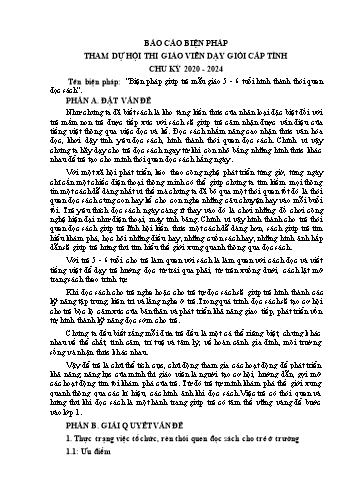 Biện pháp giúp trẻ mẫu giáo 5 - 6 tuổi hình thành thói quen đọc sách