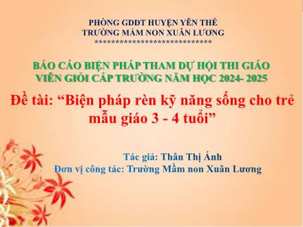 Biện pháp rèn kỹ năng sống cho trẻ mẫu giáo 3 - 4 tuổi