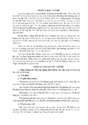 Biện pháp xây dựng môi trường học tập giúp trẻ luôn tự tin, vui vẻ, tích cực tham gia vào hoạt động tại lớp 5-6 tuổi A1 trường mầm non Tân Hiệp