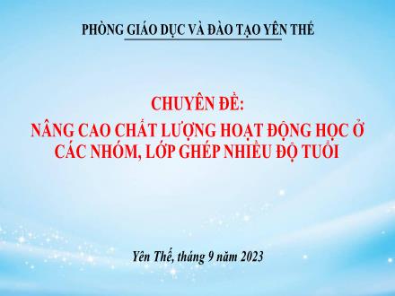 Chuyên đề Nâng cao chất lượng hoạt động học ở các nhóm, lớp ghép nhiều độ tuổi