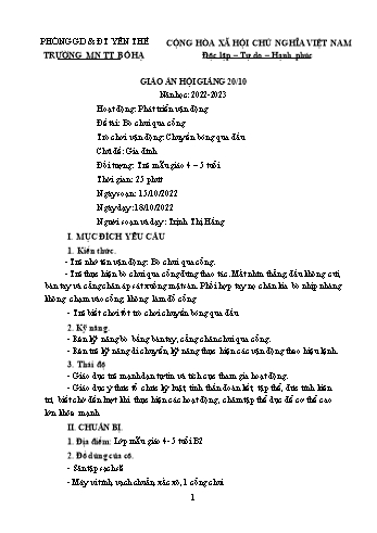 Giáo án Mầm non Lớp Chồi - Chủ đề: Gia đình - Đề tài: Bò chui qua cổng - Năm học 2022-2023 - Trịnh Thị Hằng