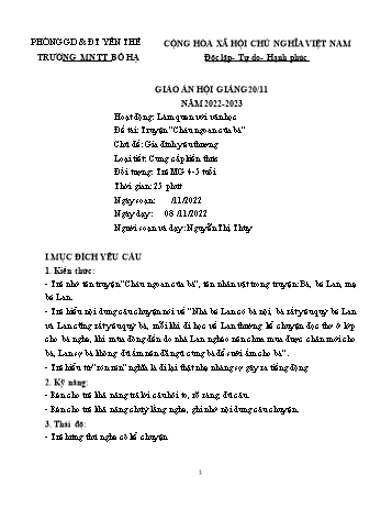 Giáo án Mầm non Lớp Chồi - Chủ đề: Gia đình yêu thương - Đề tài: Truyện Cháu ngoan của bà - Năm học 2022-2023 - Nguyễn Thị Thùy