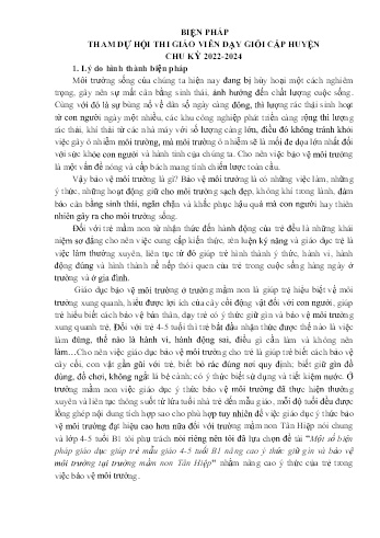 Một số biện pháp giáo dục giúp trẻ mẫu giáo 4-5 tuổi B1 nâng cao ý thức giữ gìn và bảo vệ môi trường tại trường mầm non Tân Hiệp