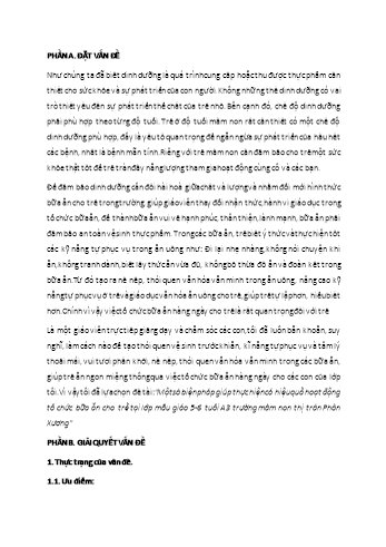 Một số biện pháp giúp thực hiện có hiệu quả hoạt động tổ chức bữa ăn cho trẻ tại lớp mẫu giáo 5-6 tuổi A3 trường mầm non thị trấn Phồn Xương