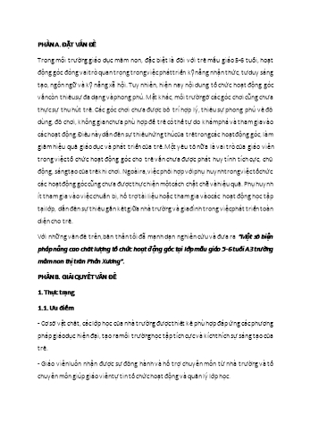 Một số biện pháp nâng cao chất lượng tổ chức hoạt động góc tại lớp mẫu giáo 5-6 tuổi A3 trường mầm non thị trấn Phồn Xương