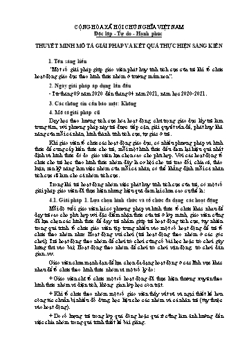 Một số giải pháp giúp giáo viên phát huy tính tích cực của trẻ khi tổ chức hoạt động giáo dục theo hình thức nhóm ở trường mầm non