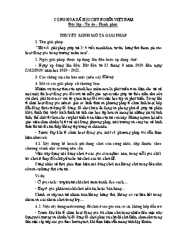 Một số giải pháp giúp trẻ 3- 4 tuổi mạnh dạn, tự tin, hứng thú tham gia vào hoạt động góc trong trường mầm non