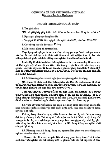 Một số giải pháp giúp trẻ 4-5 tuổi tích cực tham gia hoạt động trải nghiệm