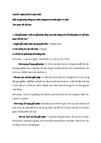 Một số giải pháp nâng cao chất lượng cho trẻ mẫu giáo 4-5 tuổi làm quen với văn học