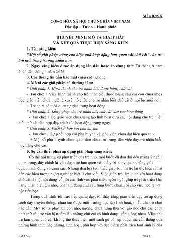 Một số giải pháp nâng cao hiệu quả hoạt động làm quen với chữ cái cho trẻ 5-6 tuổi trong trường mầm non