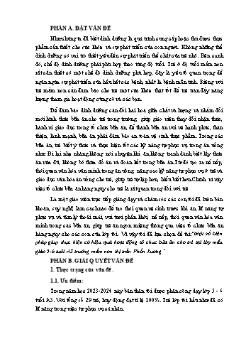 Một số biện pháp giúp thực hiện có hiệu quả hoạt động tổ chức bữa ăn cho trẻ tại lớp mẫu giáo 5-6 tuổi A3 trường mầm non thị trấn Phồn Xương - Vũ Thị Thùy
